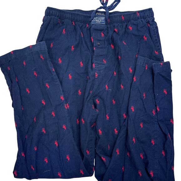 Polo Ralph Lauren Other - Polo Ralph Lauren men’s size medium pajama pants bottoms blue Red logo cotton